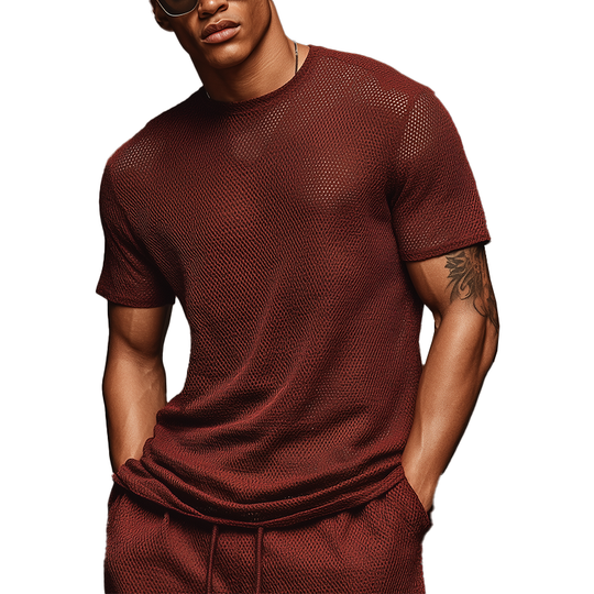 Men's Summer Fashion Knitted Short Sleeve T-Shirt DTT25071017