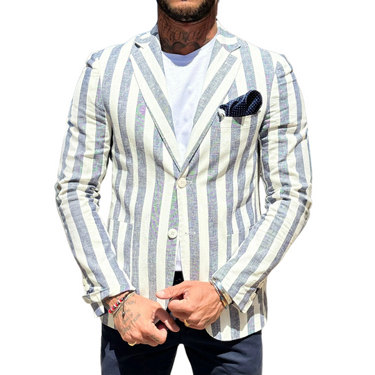 Men's Retro Casual Striped Print Blazer DTT25072819