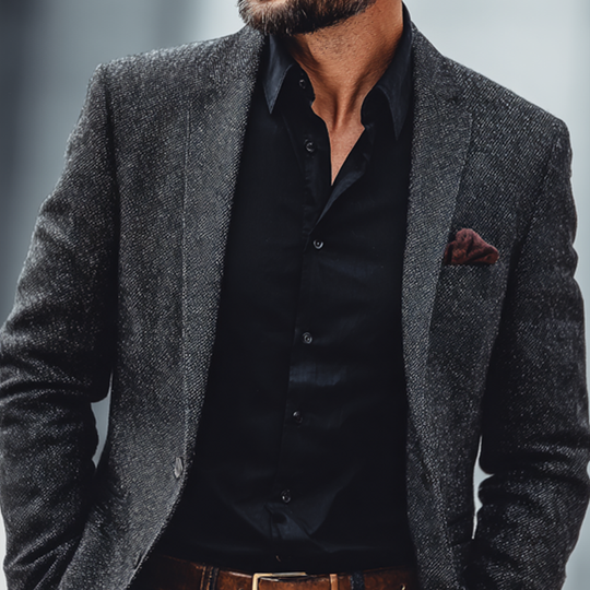 Men's Heathered Fabric Notch Lapel Two Buttons Blazer DTT25082033