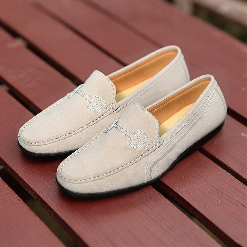 Men's Casual Solid Color Slip On Leather Flat Loafers Shoes Dtt555663544