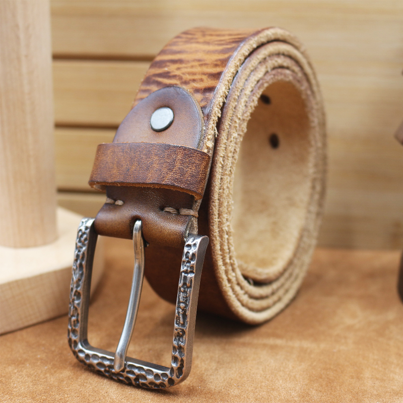 Men's Vintage Distressed Top Layer Pure Cowhide Leather Belt 9912945410232
