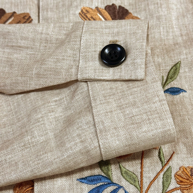 Men's Casual Linen Embroidered Stand Collar Single Breasted Slim Fit Jacket 9923553624248