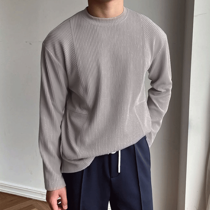 Men's Solid Strip Long Sleeve T-shirt 9261121011896
