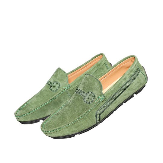 Men's Casual Solid Color Slip On Leather Flat Loafers Shoes 9888555663544