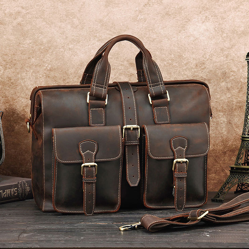 Men's Vintage Crazy Horse Leather Shoulder Bag 9890060894392