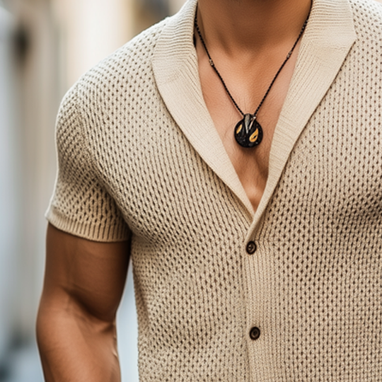 Men's Summer Lapel Knitted Short Sleeve Shirt DTT25061104