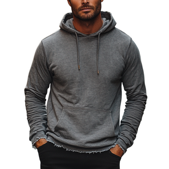 Men's Cotton Blend Drawstring Pullover Hoodie DTT25082514
