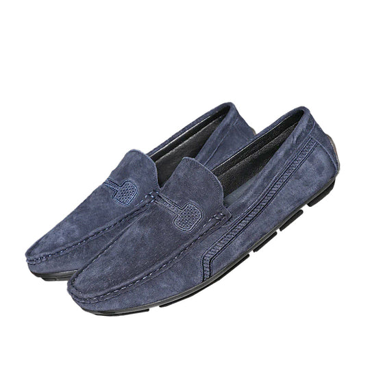 Men's Casual Solid Color Slip On Leather Flat Loafers Shoes 9888555663544