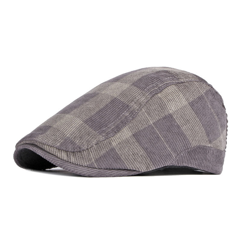Men's Casual Check Corduroy Beret 9893976473784