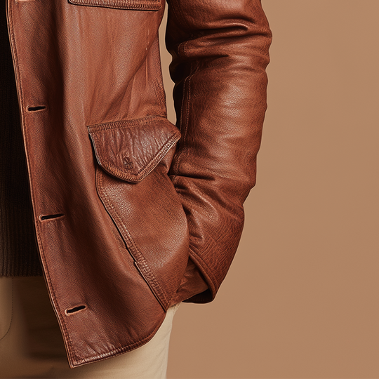 Men's Vintage Faux Leather Jacket DTT25081109