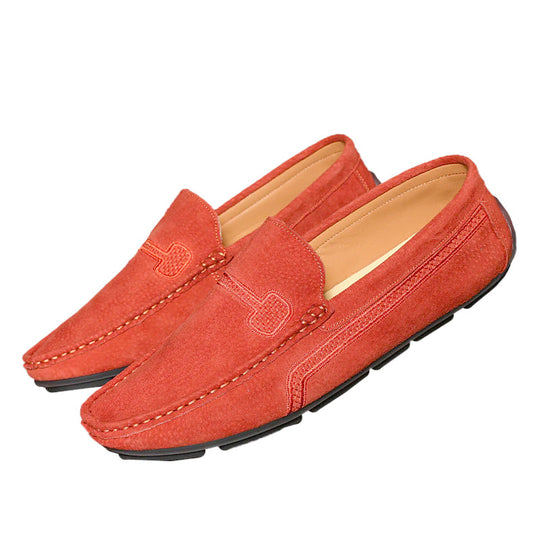 Men's Casual Solid Color Slip On Leather Flat Loafers Shoes 9888555663544