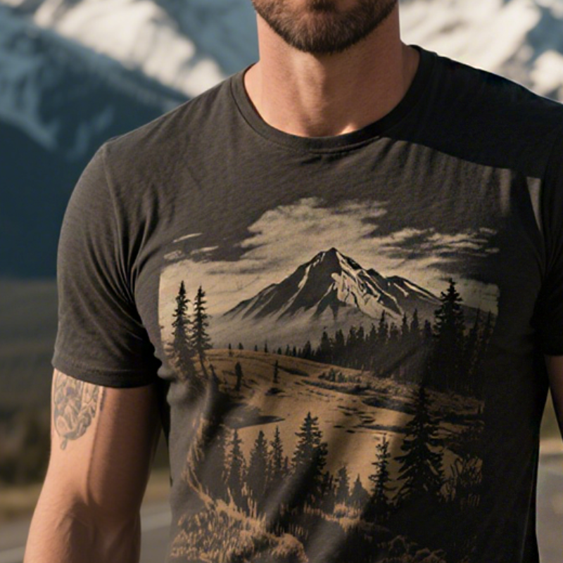 Men's Retro Casual Wilderness Style Printed Round Neck Short Sleeve T-Shirt DTT25071810