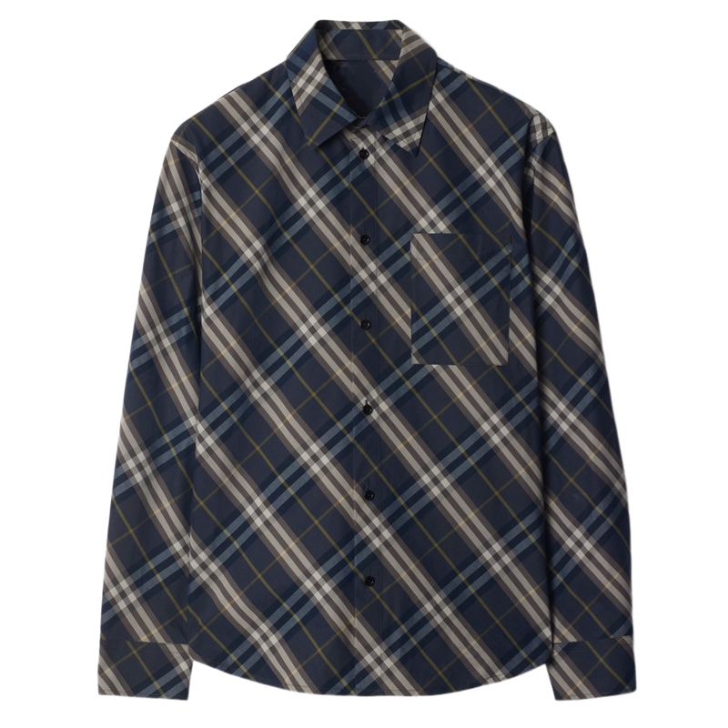Men's Casual Classic Check Lapel Long Sleeve Shirt 9893975228600