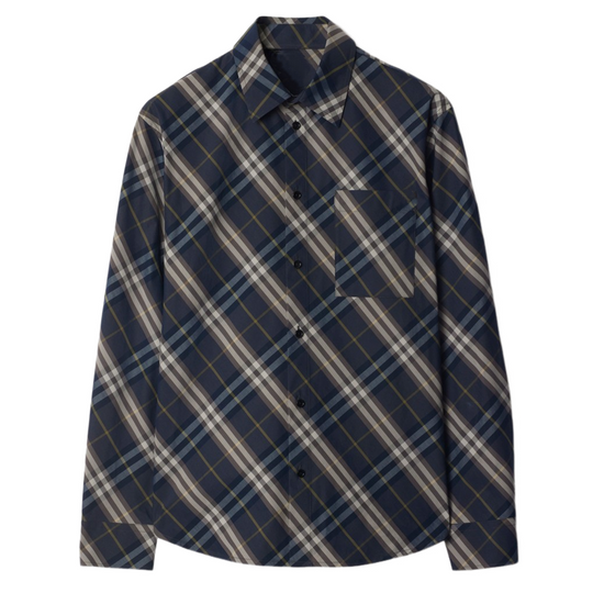 Men's Casual Classic Check Lapel Long Sleeve Shirt 9893975228600