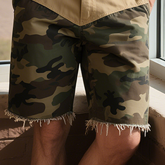 Men's Spring And Summer New American Western Style Cotton Blended Washed Stitching Camouflage Casual Shorts DTT25062011