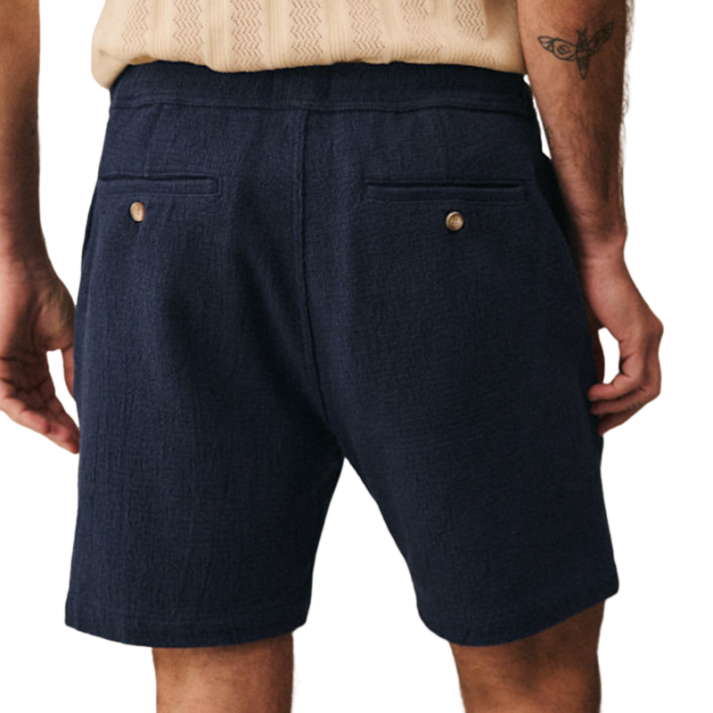 Men's Casual Breathable Cotton Blended Pleated Fabric Elastic Shorts DDT25052809