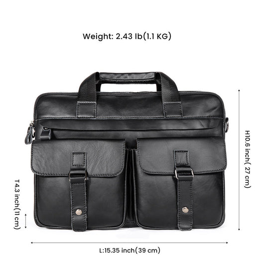 Men's Vintage Solid Color Leather Handbag 9890060861624