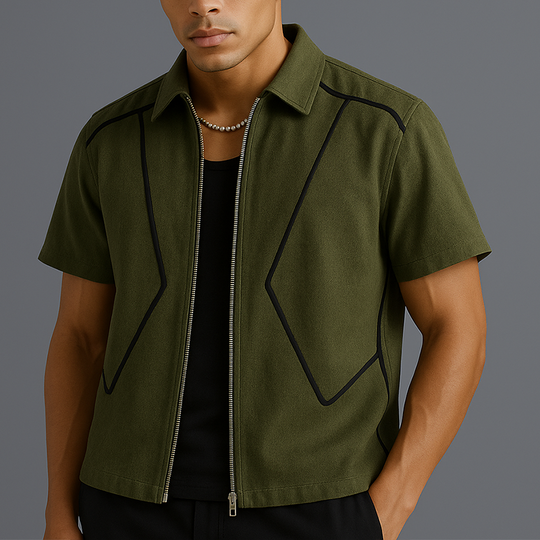 Men's Summer Fashion Cotton Blended Short Sleeve Shirt DTT25071019