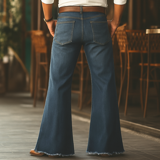 Men's Western Cowboy Style Vintage Wide-Leg Flared Jeans DTT25061606