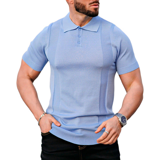 Men's Solid Color Summer Knitted Short-Sleeved Polo Shirt DTT25061713