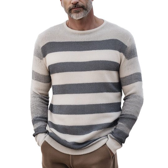 Men's Fashion Striped Knitted Long Sleeve Sweater DTT25081809