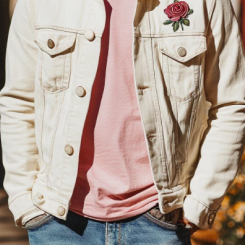 Men's Classic Casual Denim Embroidered Lapel Jacket 9892392206520
