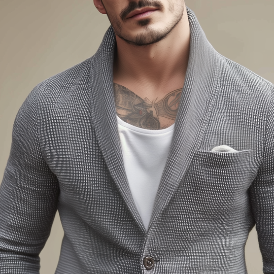 Men's Small Square Shawl Collar Two Buttons Casual Blazer DTT25082213
