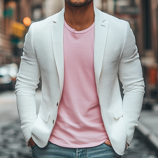 Men's Classic Casual Slim Fit Solid Color Waffle Blazer (No Chest Pockets) 9907265372344