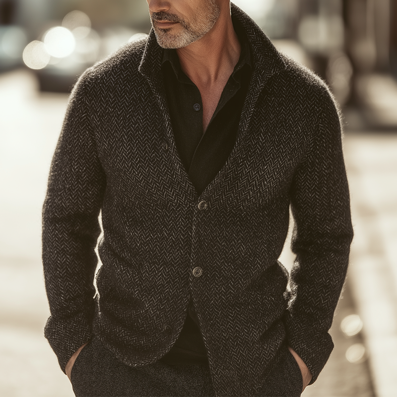 Men's Vintage Herringbone Stand Collar Jacket DTT25081810