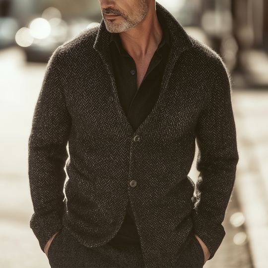 Men's Vintage Herringbone Stand Collar Jacket DTT25081810