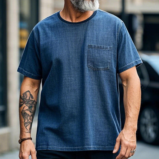 Men's Vintage Casual Loose Round Neck Cotton Blend Short Sleeve T-Shirt 9903594668216