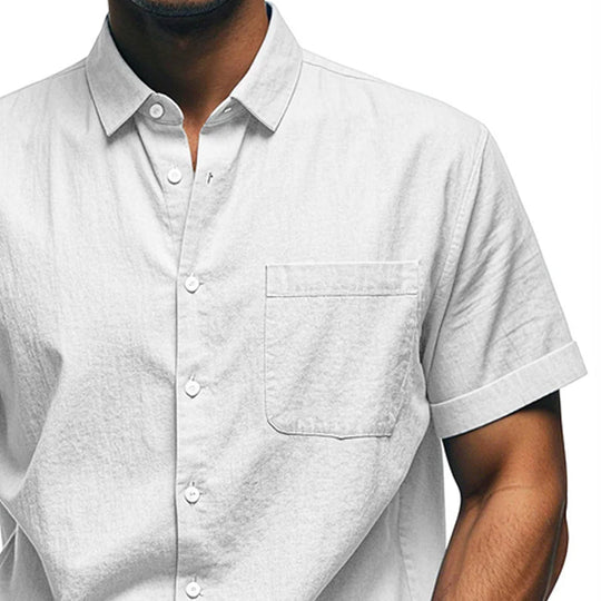 Men's Solid Cotton Short Sleeve Shirt 9909011251384