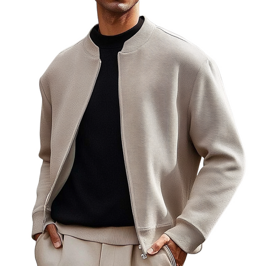 Men's Casual Loose Twill Baseball Collar Zipper Jacket DTT25082512