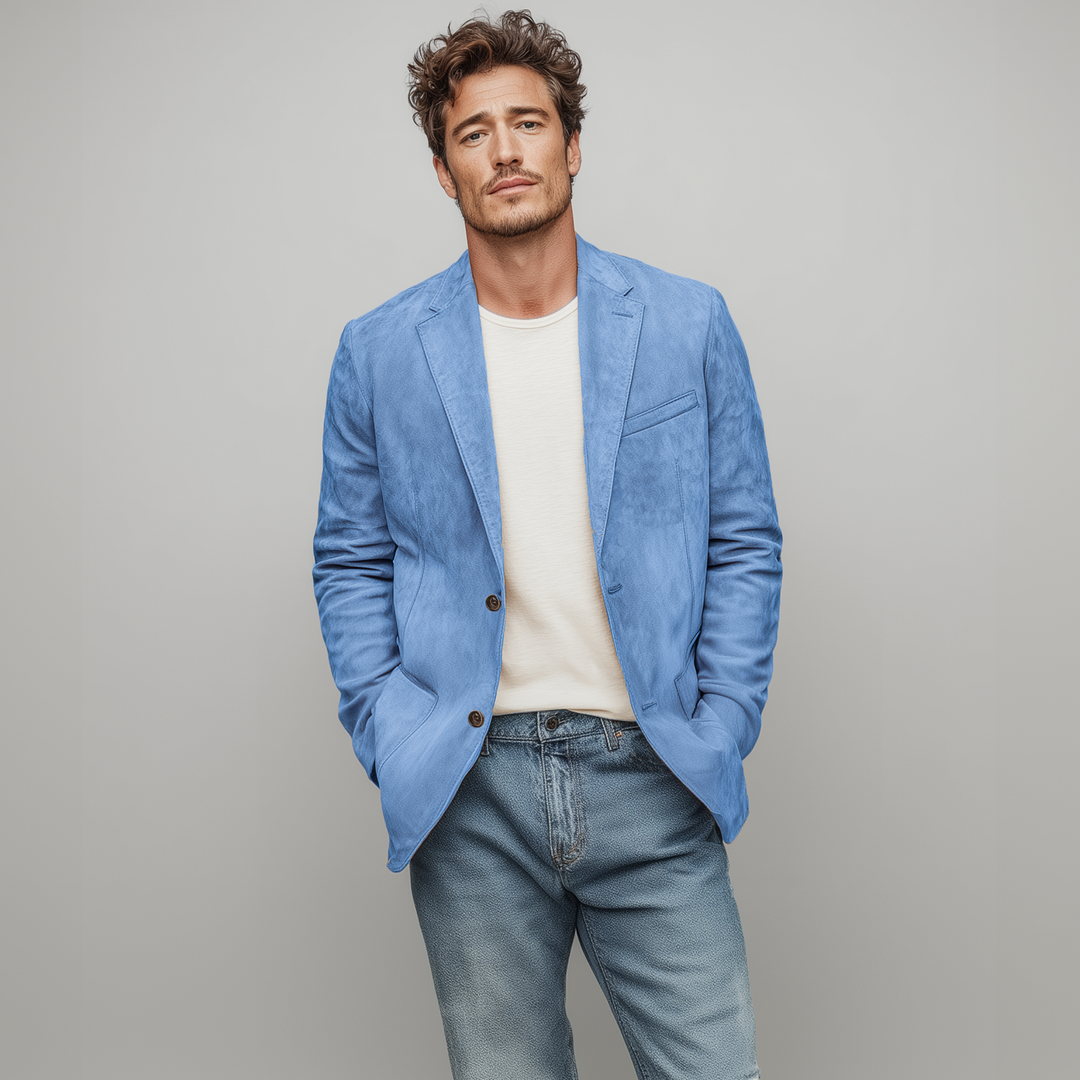 Men's Spring Fashion Casual Solid Color Thin Suede Single Breasted Blazer DTT25072103