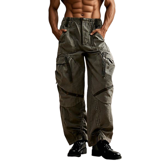 Men's Fashion  Multi-pocket Elastic Waist Cargo Pants DDT25052902