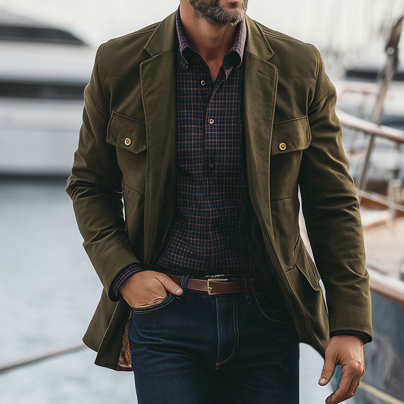 Men's Vintage Casual Cotton Outdoor Barn Jacket Blazer DTT25080705