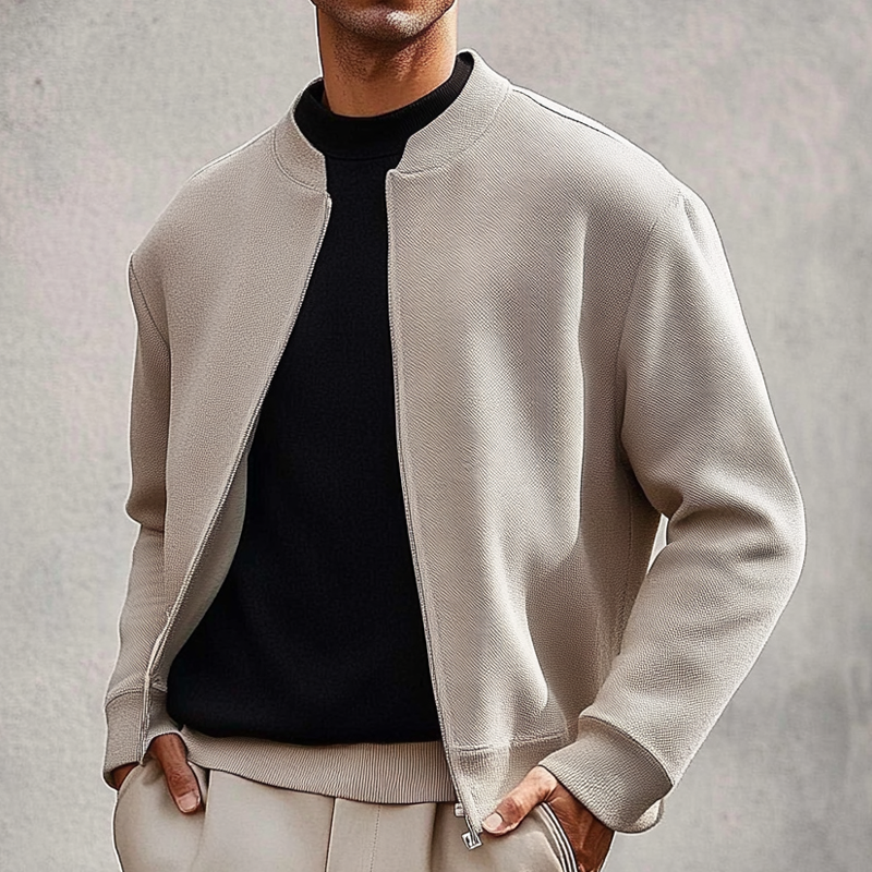 Men's Casual Loose Twill Baseball Collar Zipper Jacket DTT25082512