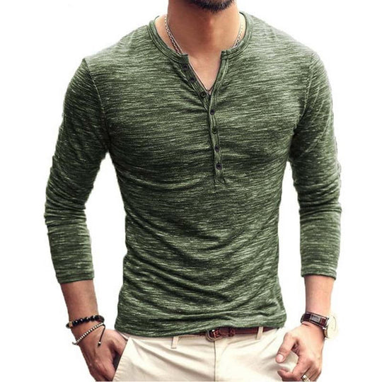 Men's Round Neck Solid Color Henley Shirt 9261122257080