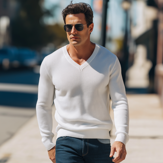 Men's Simple Solid Color Knitted Thin Sweater DTT25082805