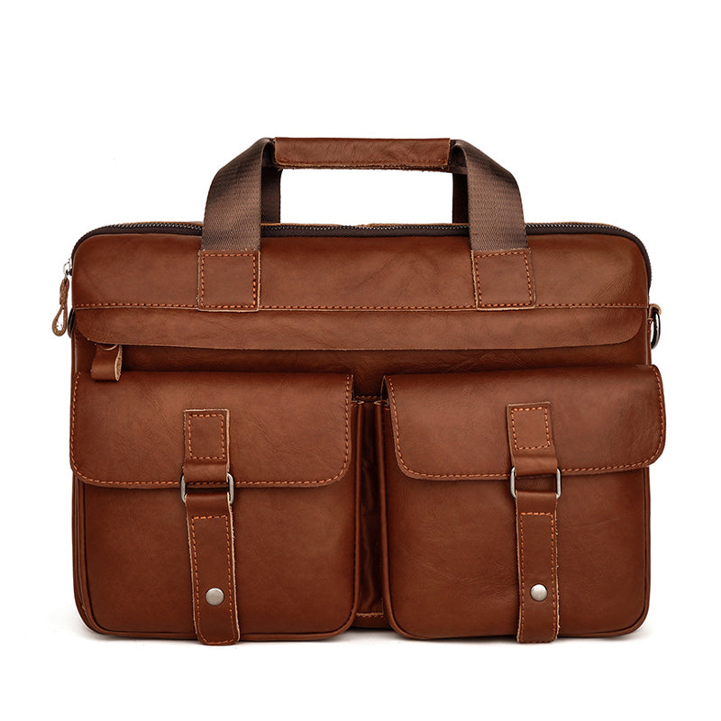 Men's Vintage Solid Color Leather Handbag 9890060861624