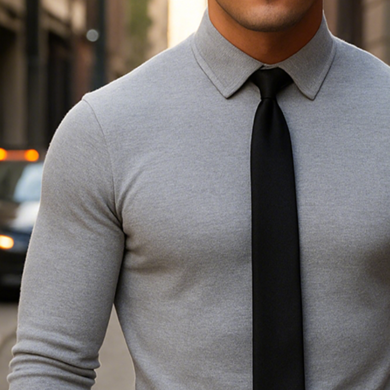 Men's Retro Casual Street Business Knitted Lapel Long Sleeve Shirt DTT25081313