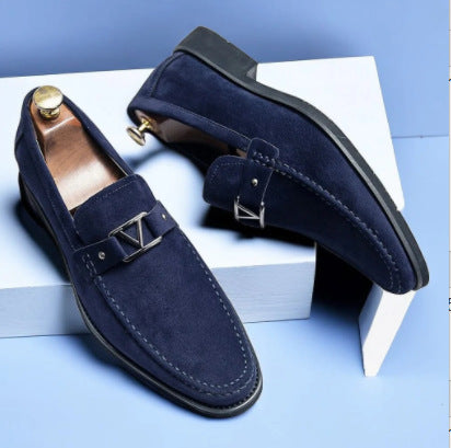 Men's Casual Suede Sewing Line Pointed Toe Shoes 9888556646584