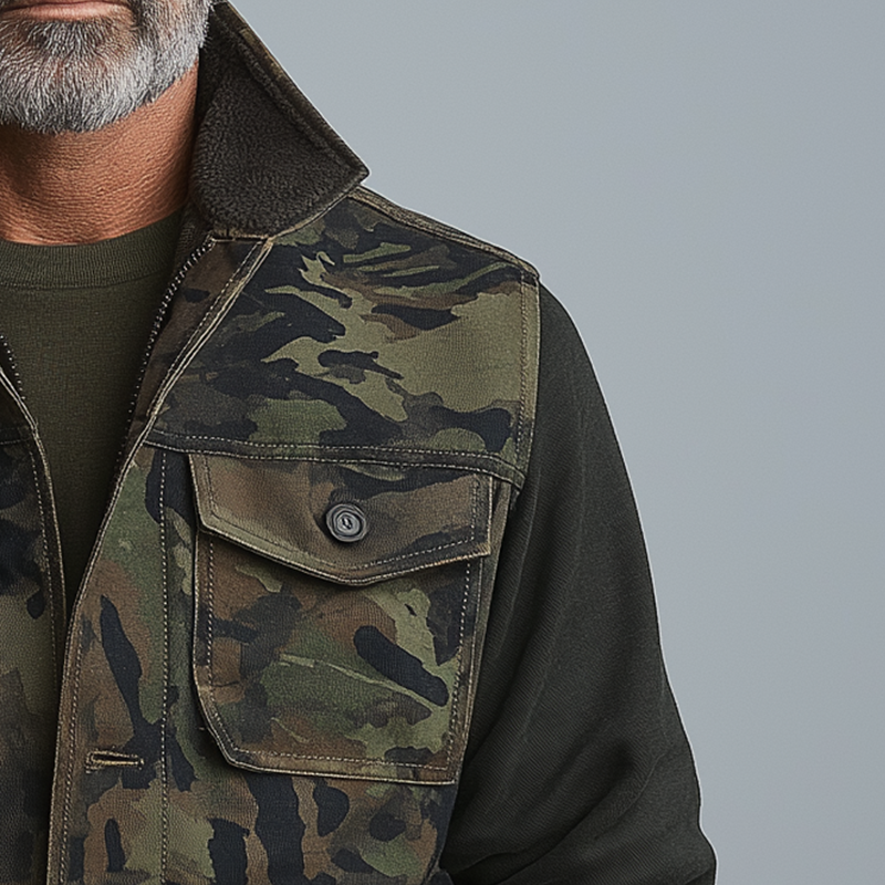 Men's Vintage Camouflage Cotton Blend Vest DTT25081116