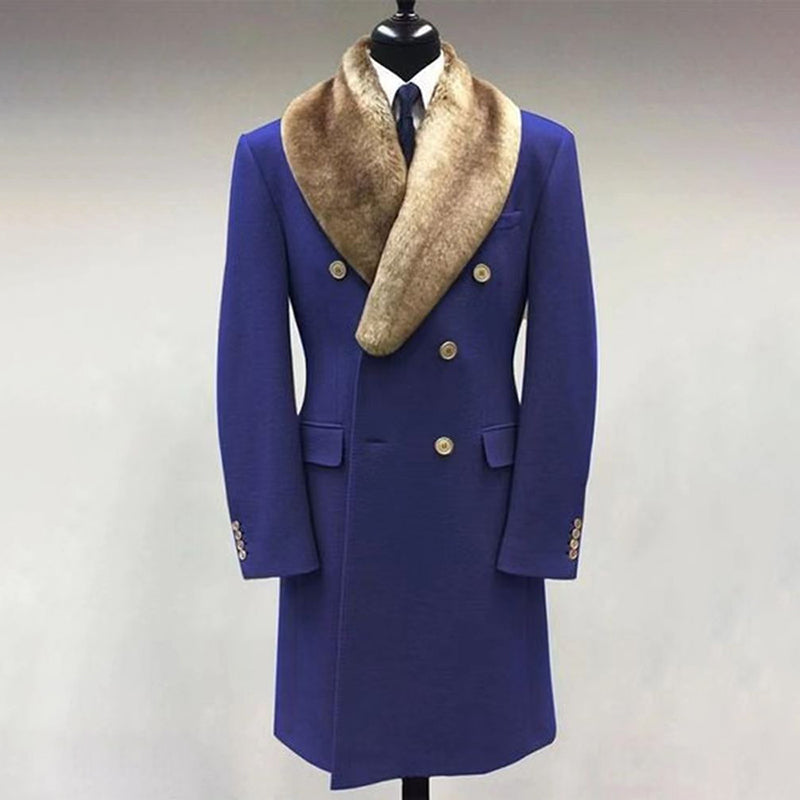 Men's Fashion Casual Fur Lapel Collar Graphic Pattern Long Sleeve Coat 9888554909880