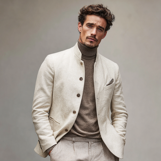 Men's Fashion Stand Collar Single Breasted Casual Jacket DTT25082813