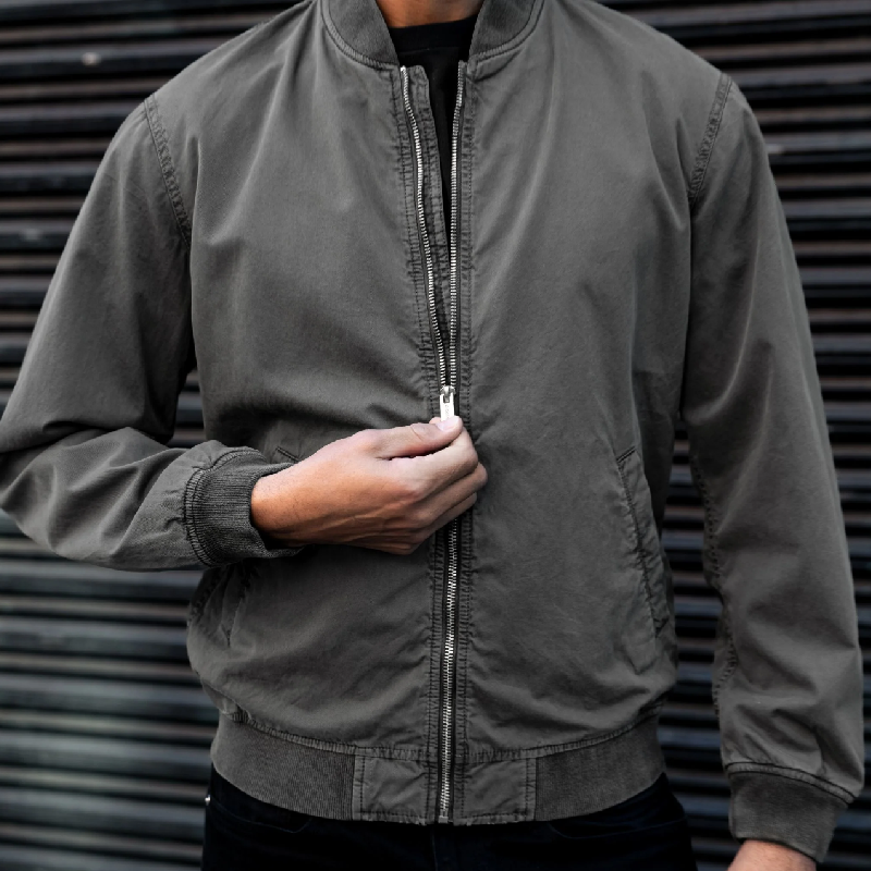 Men's Casual Cotton Washed Distressed Zipper Loose Baseball Jacket 9902009680056