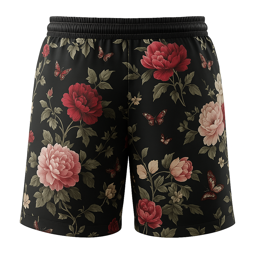 Men's Summer Fashion Flower Print Polyester Blend Casual Shorts DTT25070306