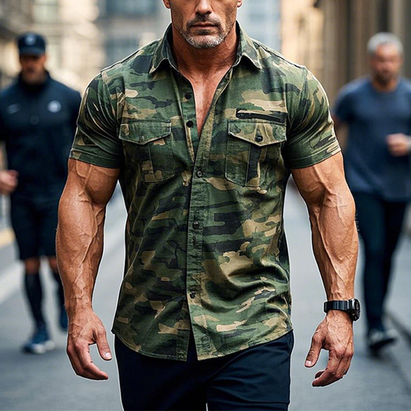 Men's Outdoor Camouflage Print Short Sleeve Shirt 9902008795320