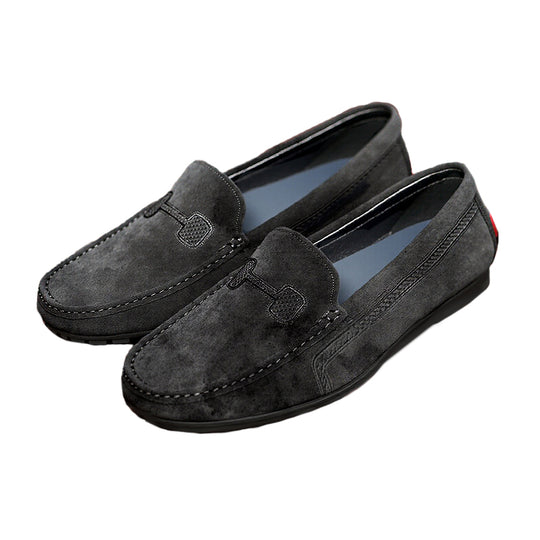 Men's Casual Solid Color Slip On Leather Flat Loafers Shoes Dtt555663544