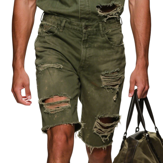 Men's Retro Casual Cotton Washed Distressed Shorts DTT25060512